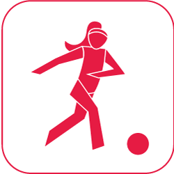 icon Frauenfussball rot auf weiss 250px